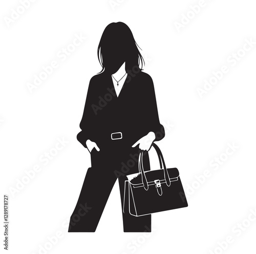women with hand bag silhouette vector illustration