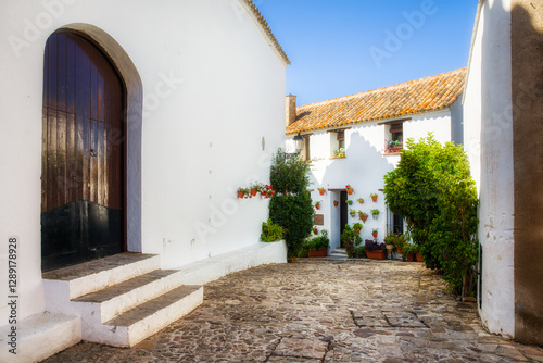 Walking Path between the Buildings in the Beautiful White Village of Castillo de Castellar in Andalucia, Spain