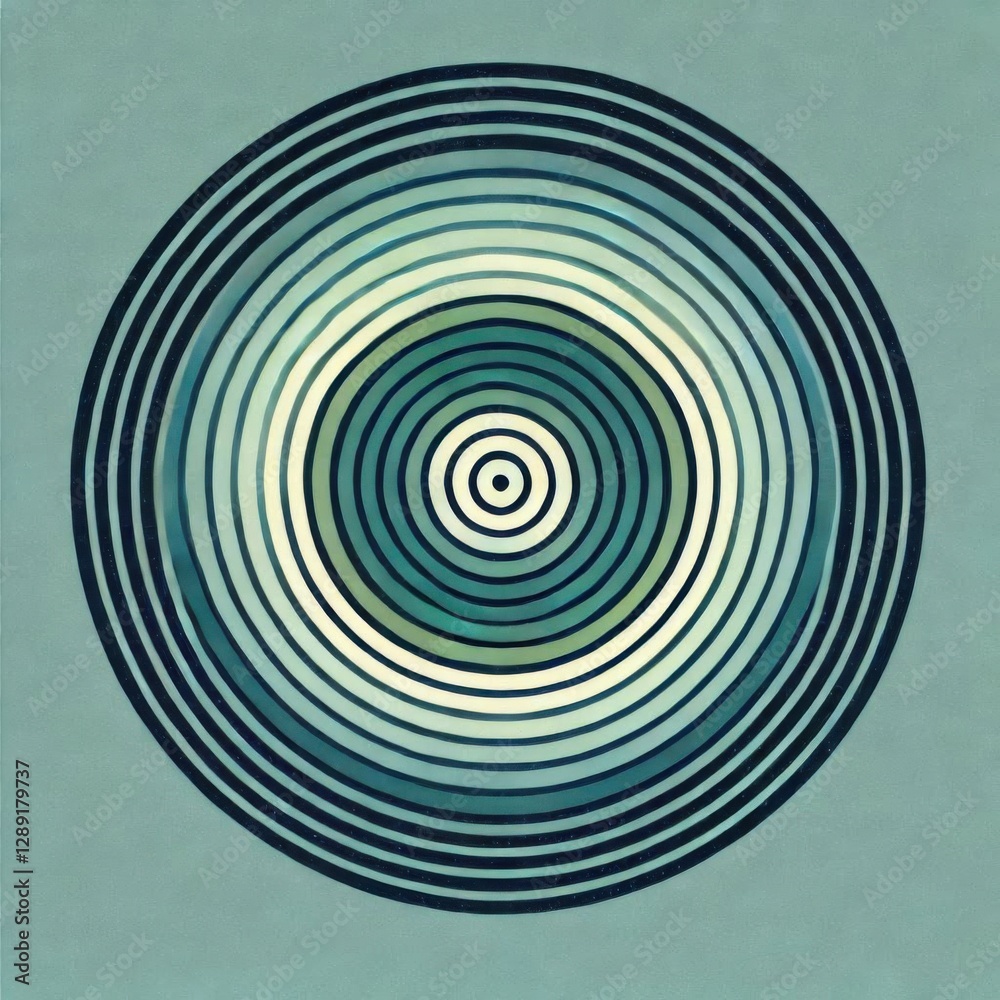 Fototapeta premium Minimalist concentric circles in shades of blue and green, forming a ripple effect 2
