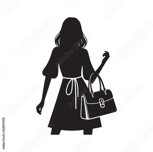 women with hand bag silhouette vector illustration