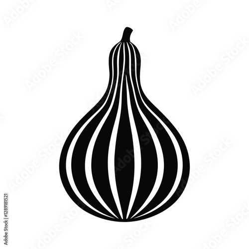 Elegant Black and White Striped Gourd Vector, Perfect for Fall and Harvest Illustrations
