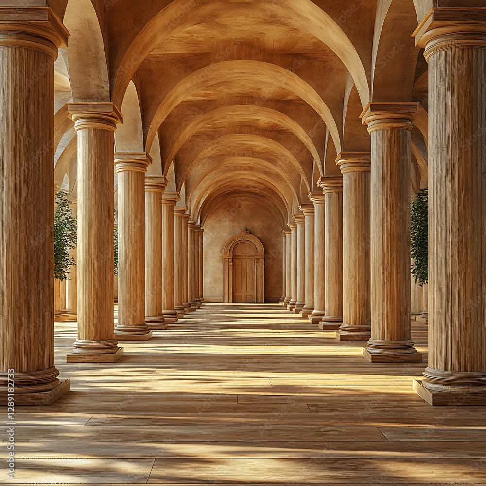 Fototapeta premium Open space wooden corridor high resolution hd picture