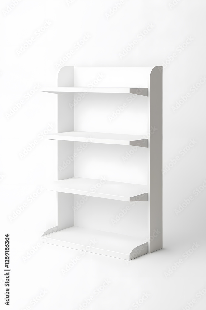 3d White Empty Product Display For Supermarket Mockup on white backdrop 3d White Empty Product Display For Supermarket Mockup on white backdrop