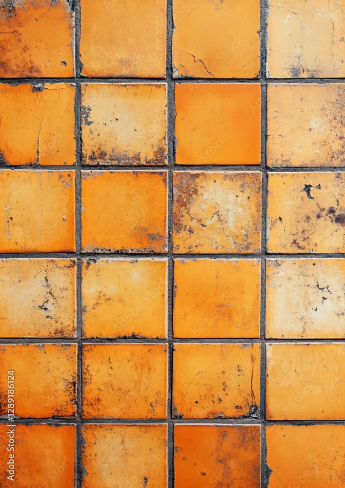 Naklejka premium Orange Hexagon Tile Wall Texture Background