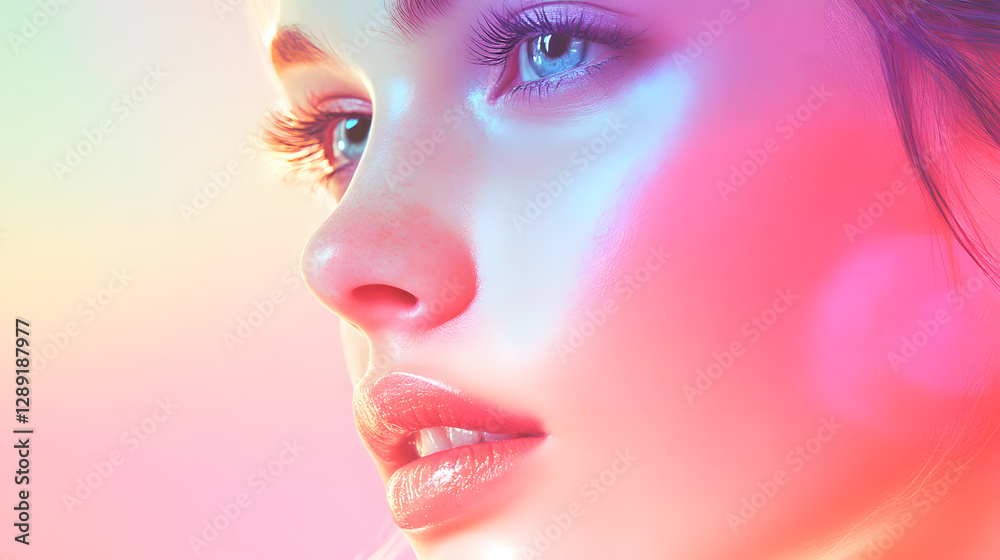 Futuristic holographic portrait of a woman digital art soft lighting aesthetic environment close-up view Futuristic holographic portrait of a woman digital art soft lighting aesthetic environment close-up view