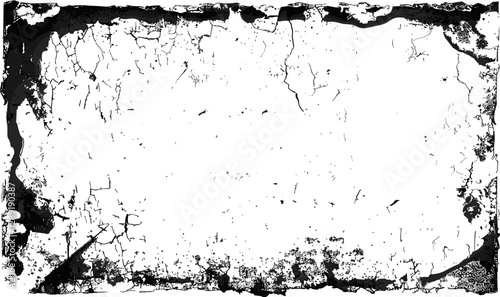 Old grunge black texture design, grimy vignette edge overlay with intense damage marks, photographic plate surface texture, black and white overlay textures