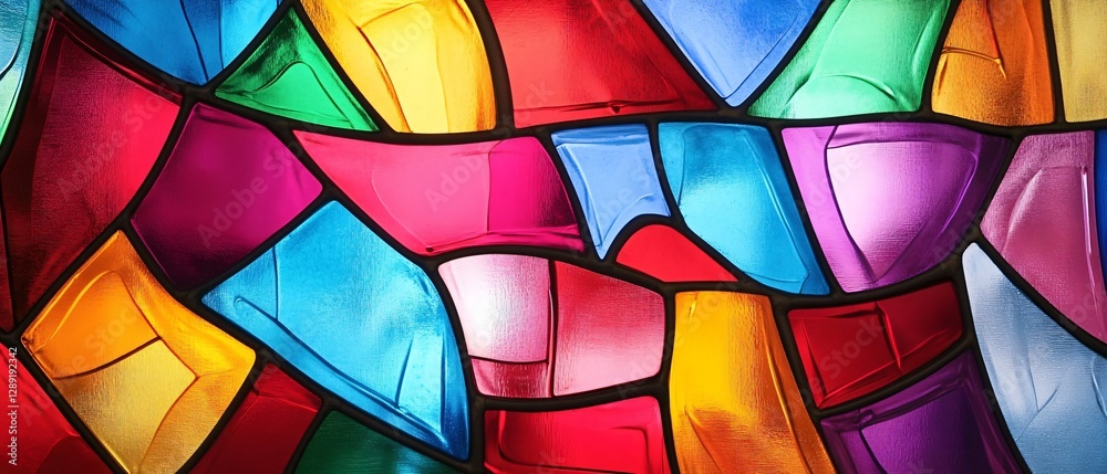 Fototapeta premium Vibrant Stained Glass Window Abstract Background Image