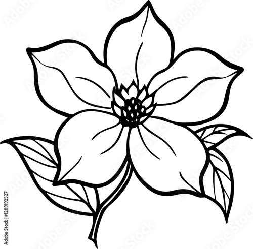 Line art of dogwood flower vector illustration