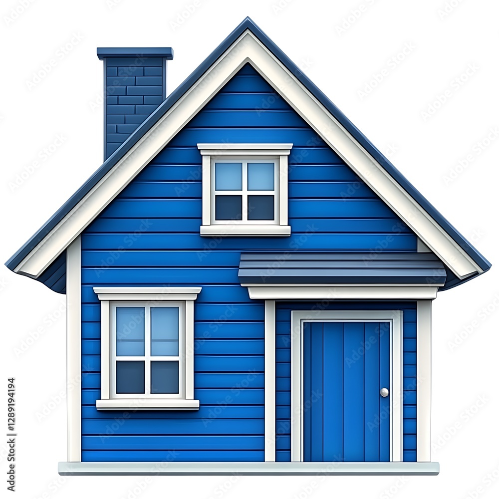 Blue house, suburban setting, home design Blue house, suburban setting, home design