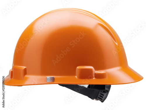 Casco de seguridad color naranja. PNG.