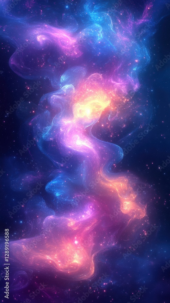 Obraz premium Colorful Cosmic Swirl with Bright Stars in Deep Space Background