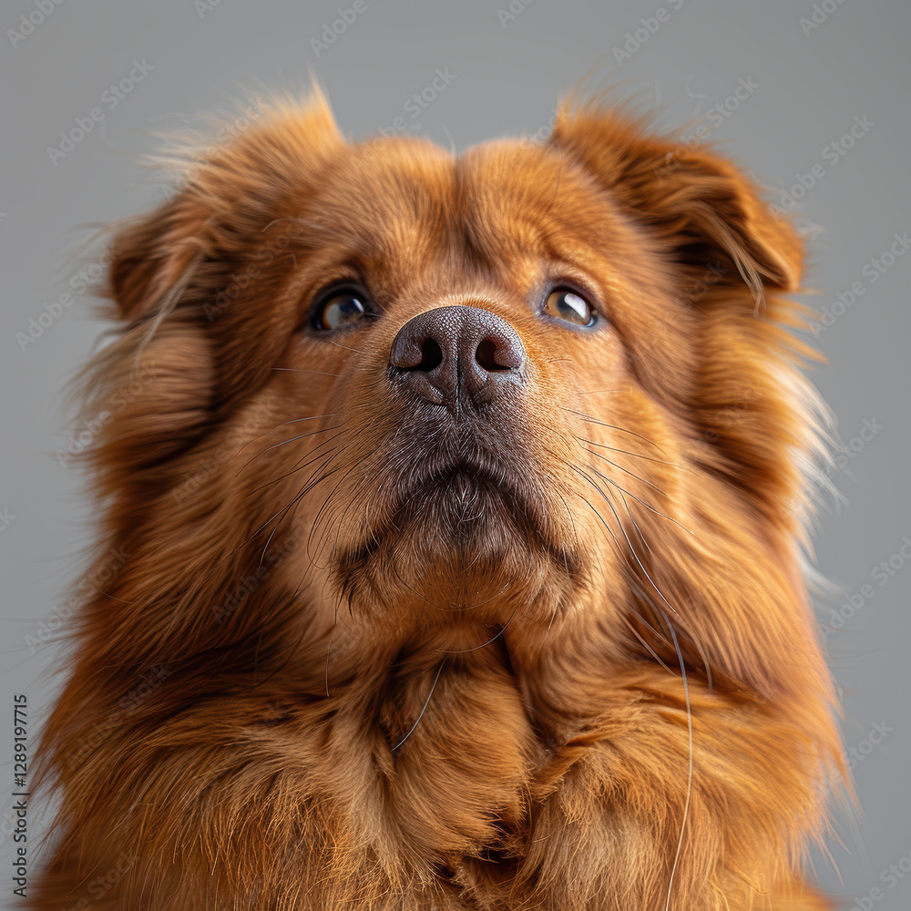 Close-up of a calm, well-groomed brown and white dog with curious eyes Professional pet portrait background, even lighting - AI-Generated
