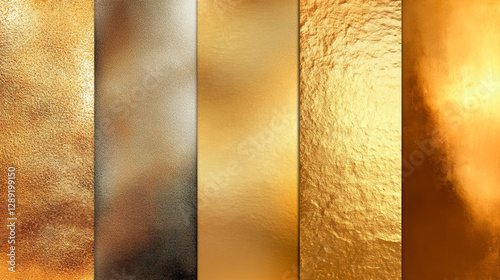 Luxury golden textures collection with metallic, brushed, and shimmering surfaces for elegant backgrounds and premium design