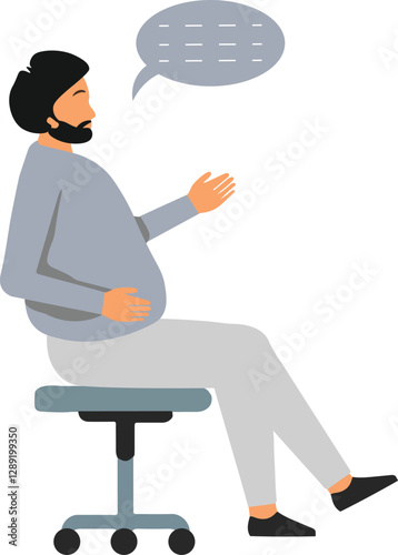 Vector illustration of a man talking while sitting on a chair