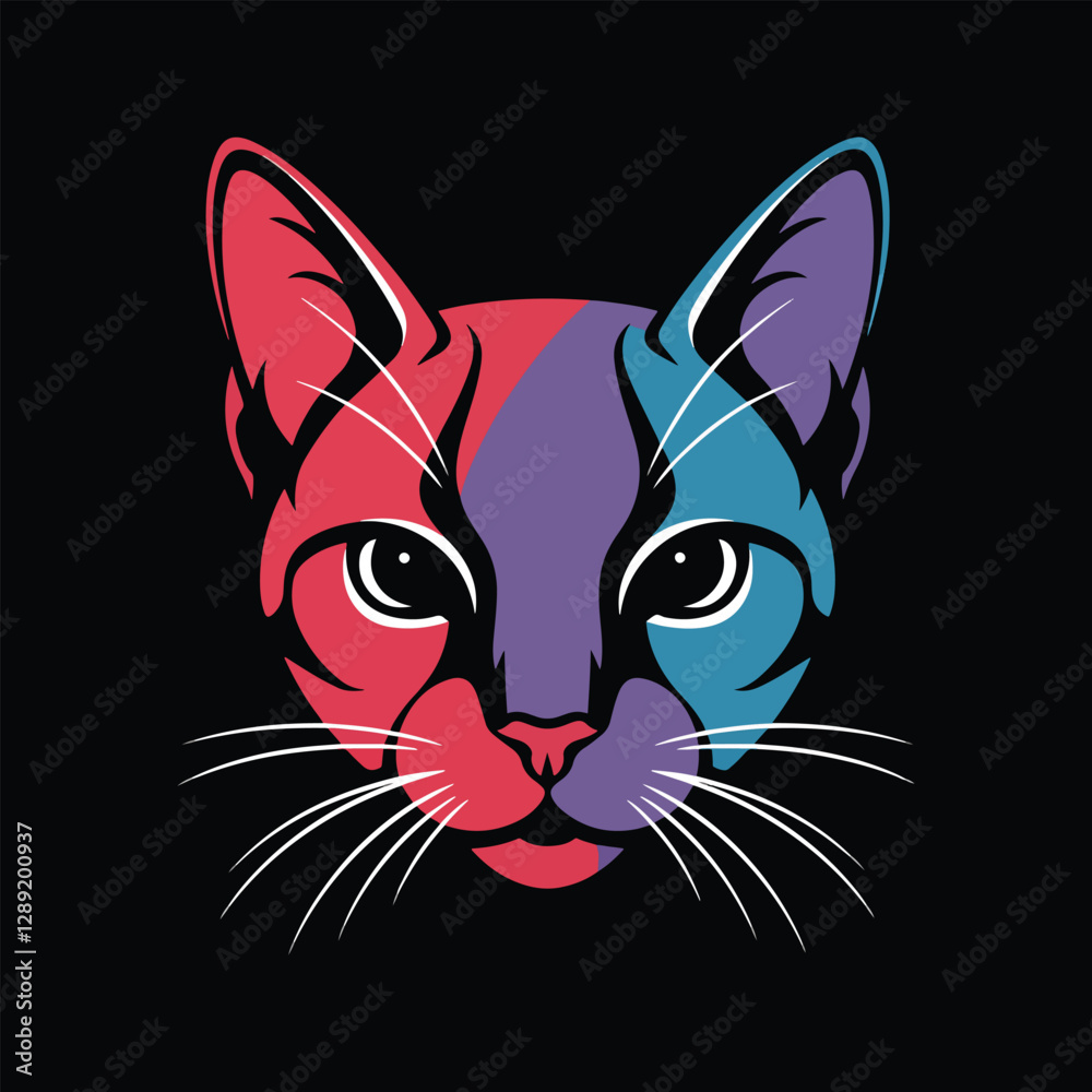 Cat head vibrant logo style vector design illustration Cat head vibrant logo style vector design illustration