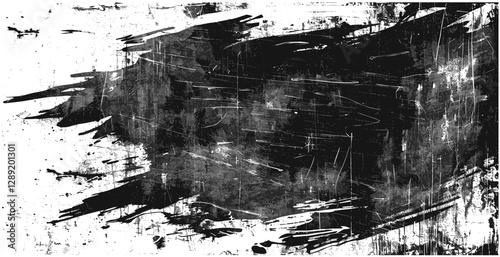 Smeared paint texture, vector grunge overlay, heavy rough brush stroke, transparent background, abstract distressed effect, ink splatter, vintage retro texture