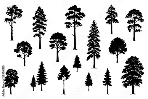 Forest tree silhouette collection vector illustration