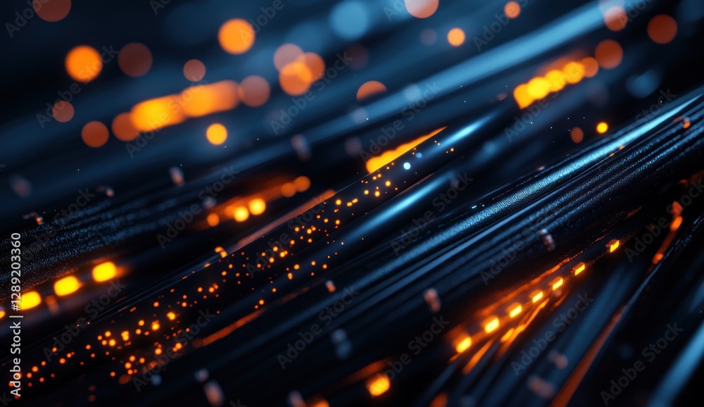 Abstract Digital Network: Glowing Fibers in Cyber Space Abstract Digital Network: Glowing Fibers in Cyber Space