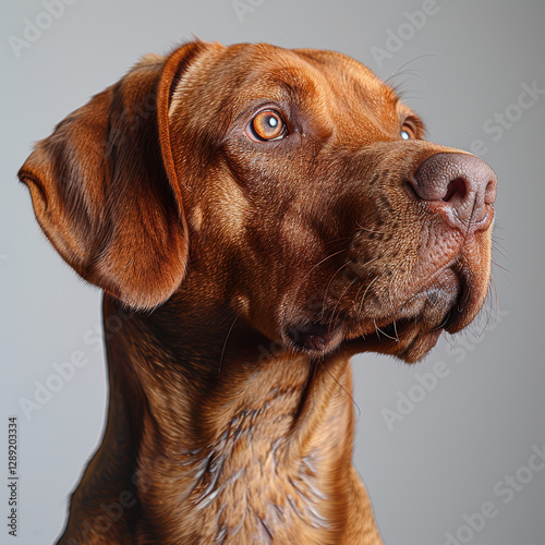 Wallpaper Mural Close-up image of an adult water dog breed Chesapeake Bay Retriever or similar, with a brown fur pattern, expressive eyes, long ears, and well-defined snout The background is neutral - AI-Generated Torontodigital.ca