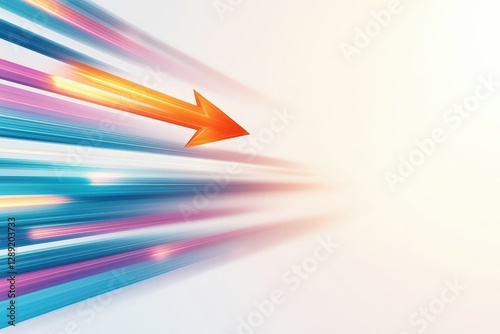 Dynamic abstract background with vibrant colors and an arrow indicating movement forward.