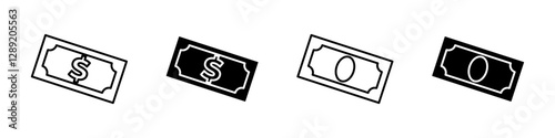 Money icon. Cash and banknote symbol. Financial transaction vector illustration. Dollar payment and savings sign. Investment, economy, and business pictogram.