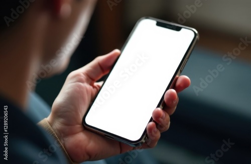 mockup of the phone in your hand close-up of the white screen