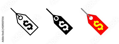Price tag icon. Sale and discount symbol. Shopping and commerce vector illustration. Store label pictogram. Retail price and cost indication concept.