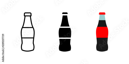 Soda bottle icon. Refreshing carbonated drink symbol. Fizzy beverage vector illustration. Cold soft drink pictogram. Classic cola and soda glass bottle concept.