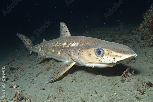 A frilled shark in deep oce...