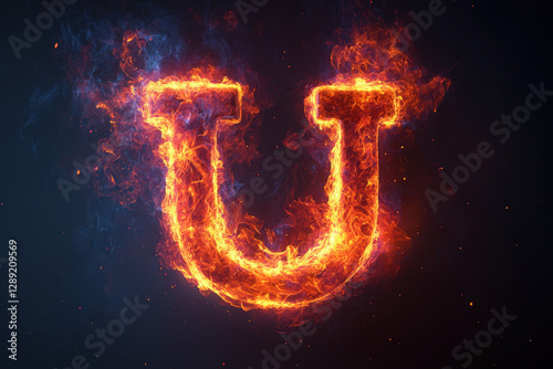 A glowing hot metal letter ...