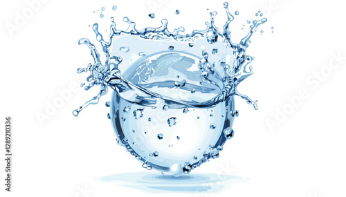 isolated water sphere liquid splash, vector splash ball on white background, transparent water splash sphere ball PNG, isolated water liquid ball, water splash effect ball