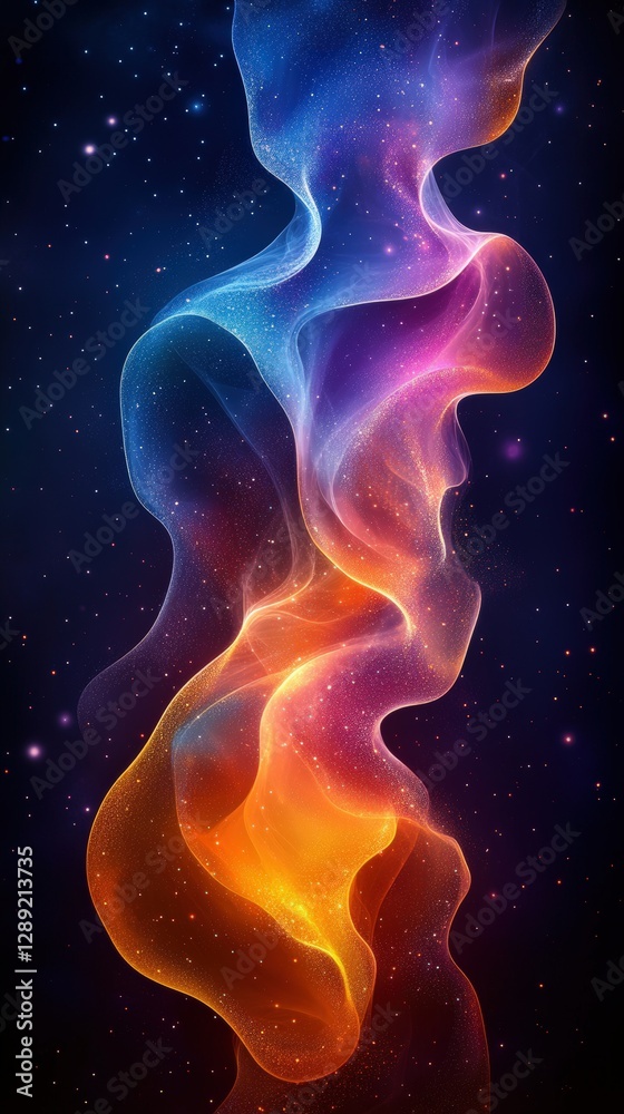 Ethereal Colorful Waves of Light Flowing Through Cosmic Space Ethereal Colorful Waves of Light Flowing Through Cosmic Space