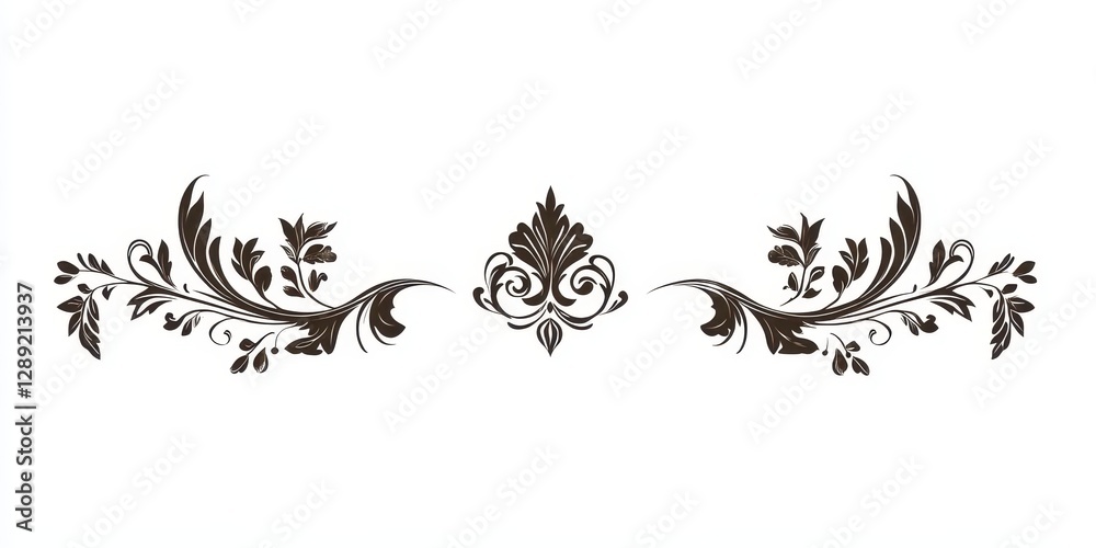 Elegant Ornamental Text Dividers: Decorative Elements with Baroque Flourishes and Floral Accents Elegant Ornamental Text Dividers: Decorative Elements with Baroque Flourishes and Floral Accents