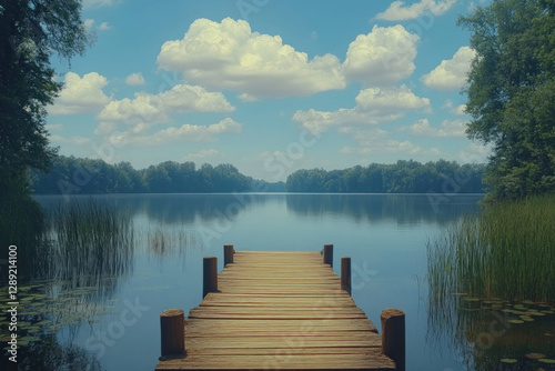 A wooden pier extending int...