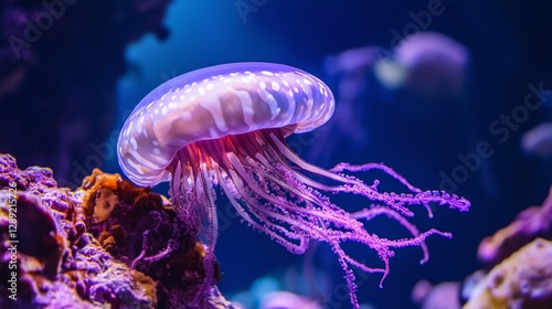 Fioletowa meduza w oceanie