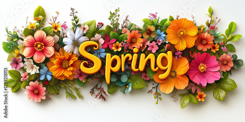Spring Text Made Of Floral ...