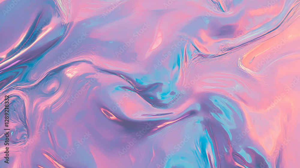 Obraz premium Iridescent rumpled foil texture with shifting hues for creative design