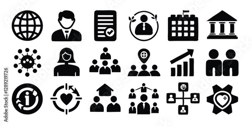 Icons set. Social Policy line icon set. Set of  icons related to education, reform, services, welfare, health care, legislation, society. Social Policy outline icons collection Vector