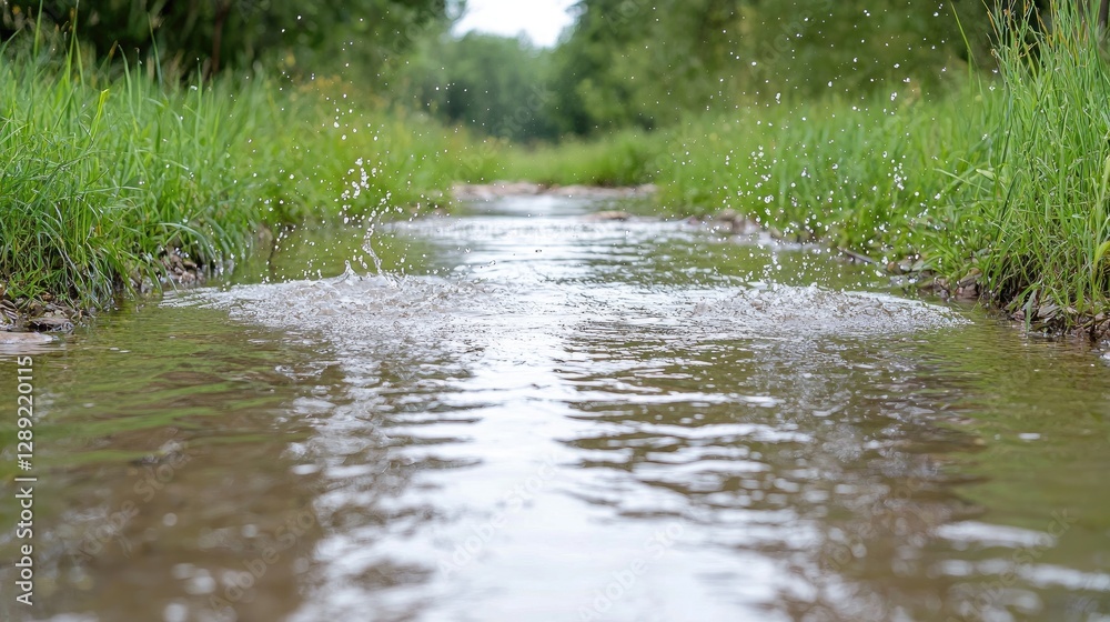 Fototapeta premium Splashing Water in a Forest Creek