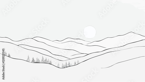 Delicate Line Art- Smoky Mountain Sunrise