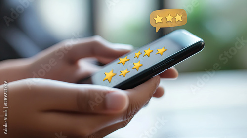 Wallpaper Mural Five-Star Mobile Review Customer Satisfaction on Smartphone Torontodigital.ca