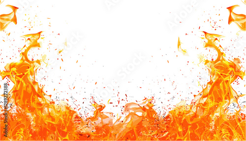 Orange fire frame vector, hot flame border, burning glow, blaze outline, inferno edge, ember sparks frame, warm fiery backdrop, smoke effect border, glowing heat frame, red flame edge,
