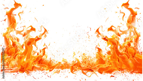Hot flame frame, vector fire border, orange blazing edge, ember sparks, inferno outline, glowing heat frame, warm burning effect, fiery glow border, flame heat wave, fire sparks frame