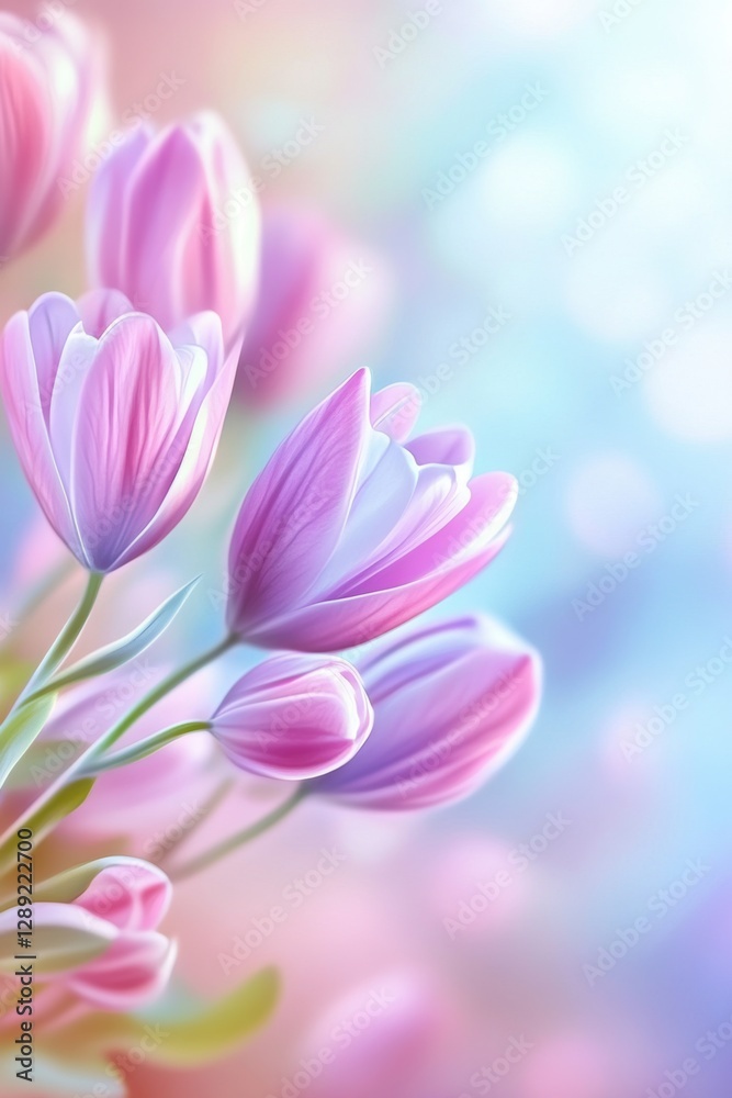 Fototapeta premium Beautiful background template made of Spring flowers.
