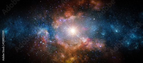 Fototapeta Naklejka Na Ścianę i Meble -  Space scene with stars in the galaxy. Panorama. Universe filled with stars, nebula and galaxy. Elements of this image furnished by NASA.