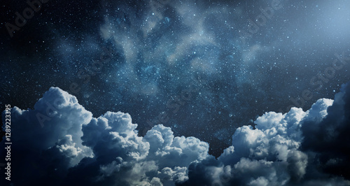 Fototapeta Naklejka Na Ścianę i Meble -  Starry night sky with clouds.. Panorama. Elements of this image furnished by NASA