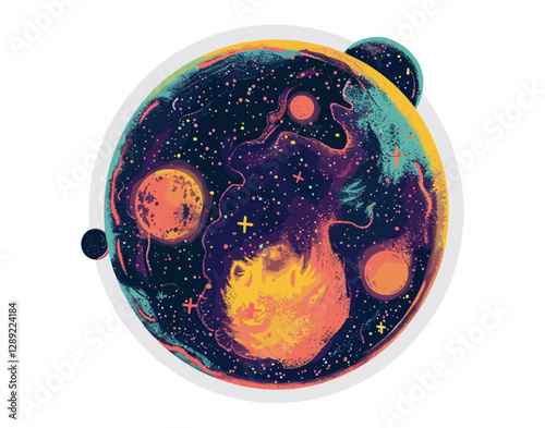 Otherworldly planet collage, vector cosmic element, sci-fi world, celestial scenery, space universe, galactic sphere, fantasy planet, alien landscape, cosmic dimension
