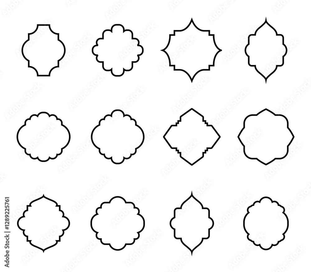 Fototapeta premium Arabian mosque window decoration outline package