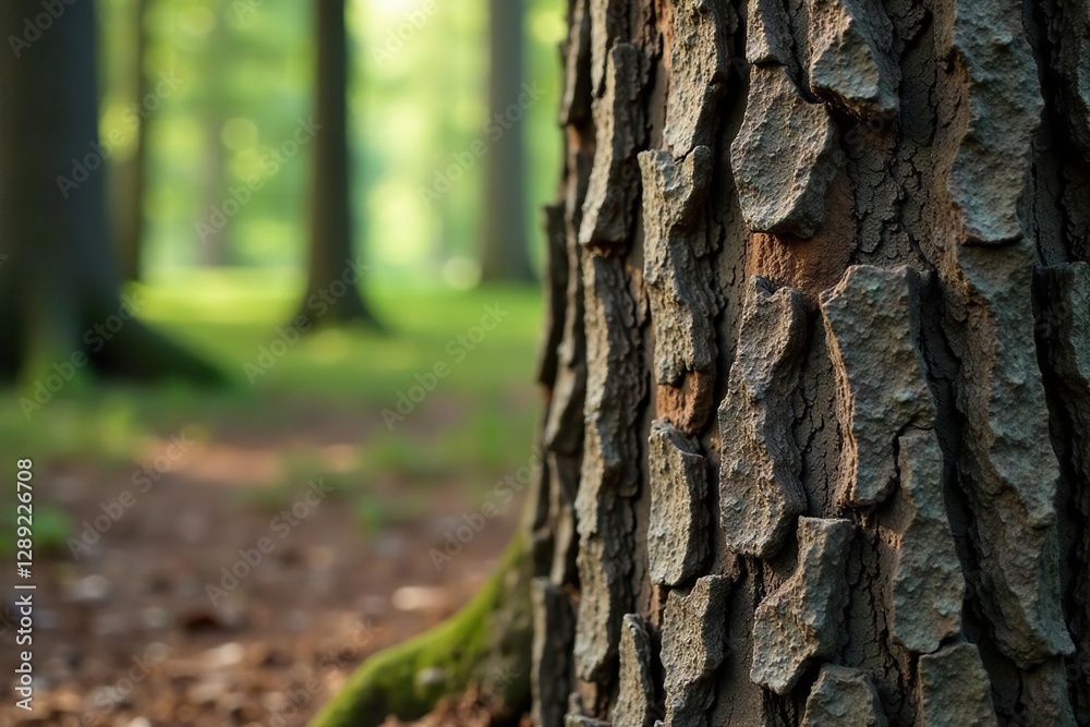 Fototapeta premium Rough textured pine tree bark on wooden background, natural, forest landscape