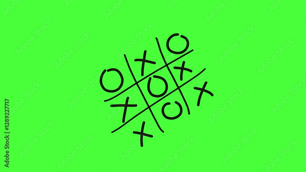 hand drawn tic tac toe on green screen video. chroma key